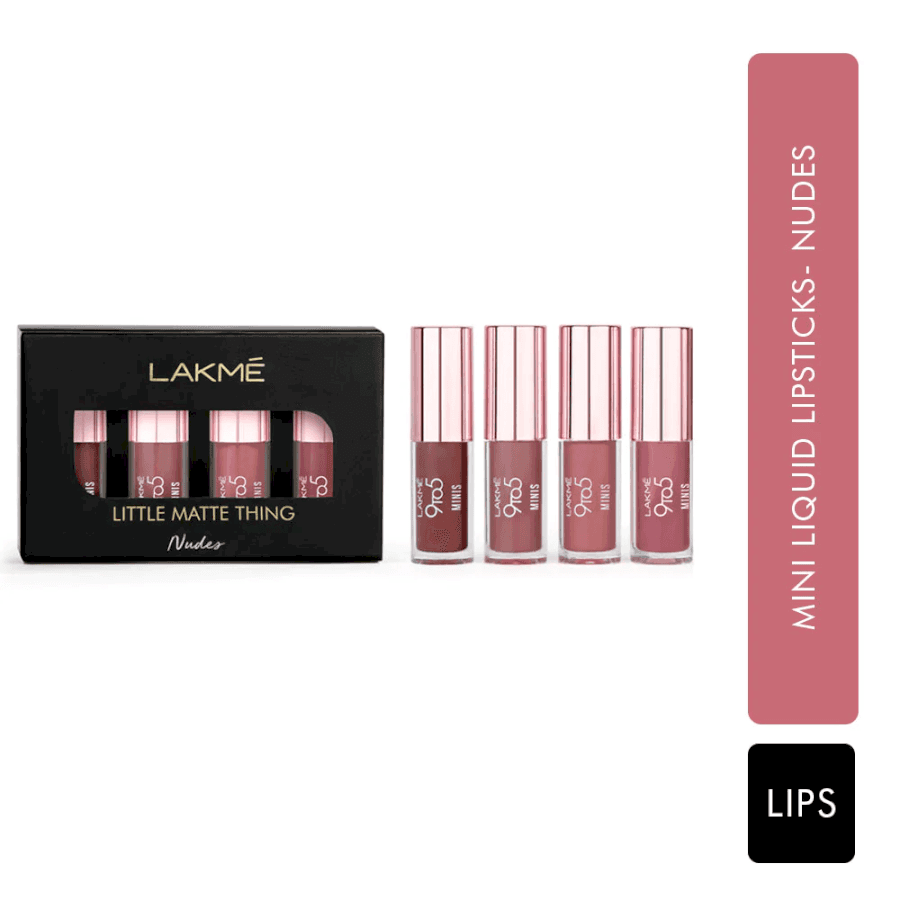 LAKME - 9TO5 PRIMER + MATTE LIQUID LIPSTICK - MINIS - NUDES