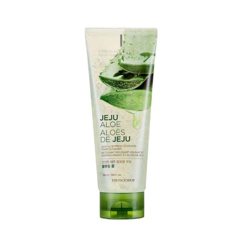 The Face Shop - Jeju Aloe Fresh Soothing Foam - Cleanser Gel To Foam Hydrating & Cooling Face Wash 