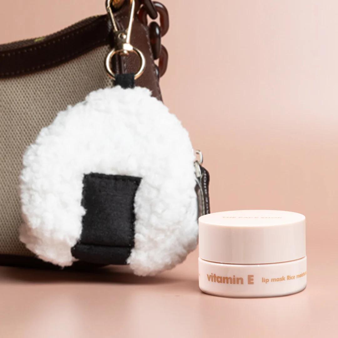 The Face Shop - Vitamin E Rice Lip Mask - With Free Sushi Pouch