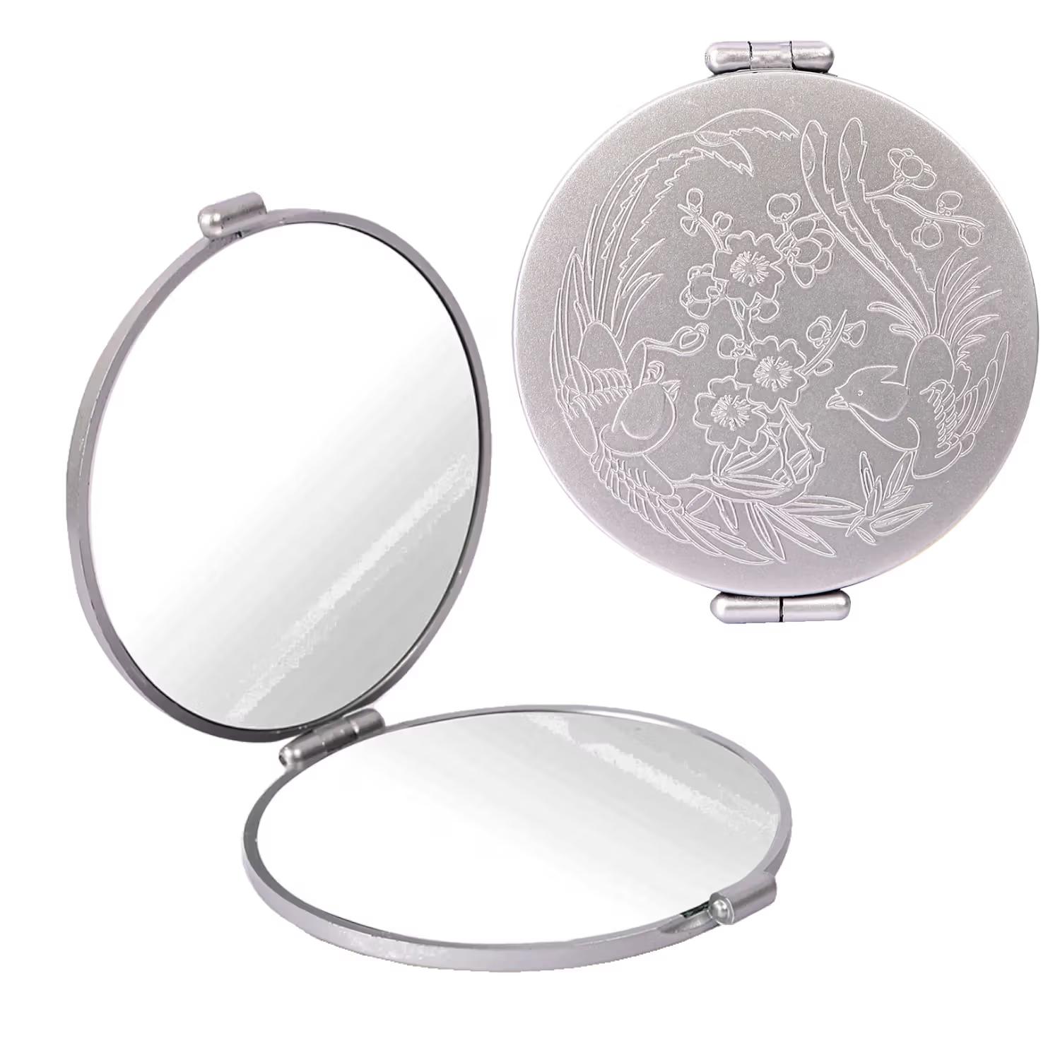 Gubb - Travel Mirror Compact - Cosmetic Bag Mirror - Women Magnifying Mirror for Makeup 5X - Silver