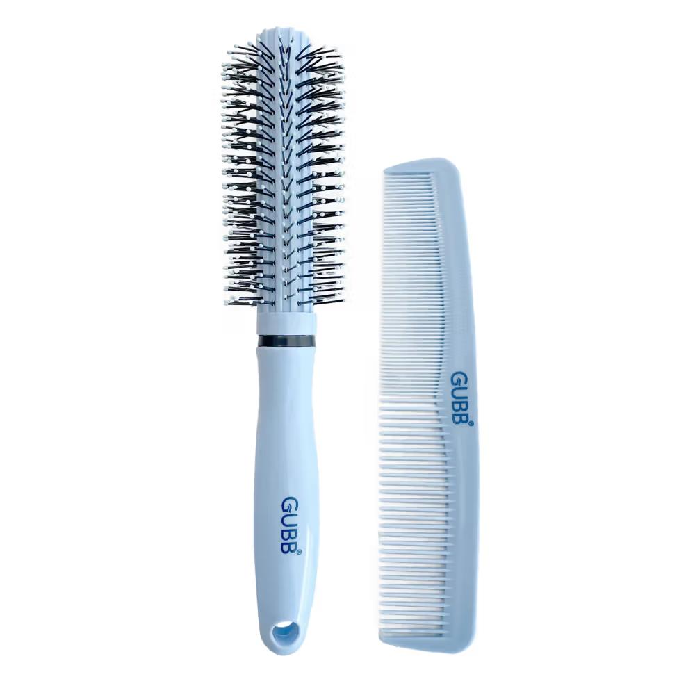Gubb - Santorini Hues - Grooming Combo - (Round Hair Brush + Hair Comb)
