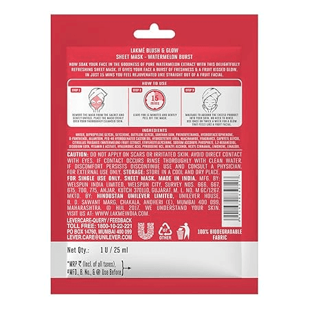 Lakme Blush & Glow - Watermelon - Sheet Mask