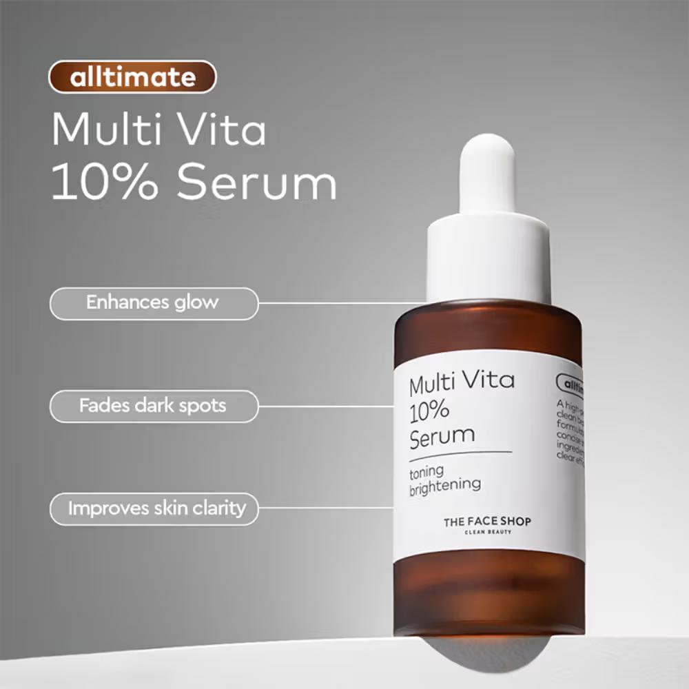 The Face Shop - Alltimate Multi Vita 10% Serum - Vitamin C Brightening & Illuminating Korean Skincare