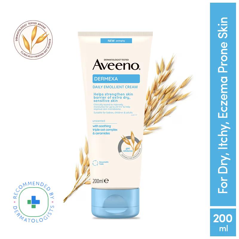 Aveeno - Dermexa Daily Emollient Cream | Oat + Ceramide Face & Body Moisturizer for Dry Sensitive Skin