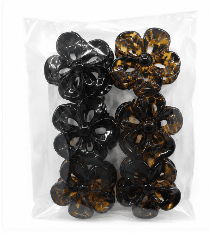 Birdware - Flower Shape Clutcher - Premium Floral Hair Claw Clip - Pack of 6 Pcs